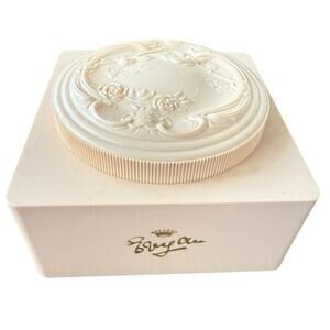 Vintage White Shoulders Evyan Powder Box Pink Square